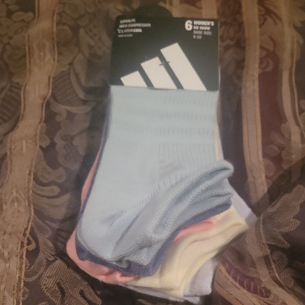 Adidas Women's Pastel Casual Socks Fab 6 Pair So Comfy